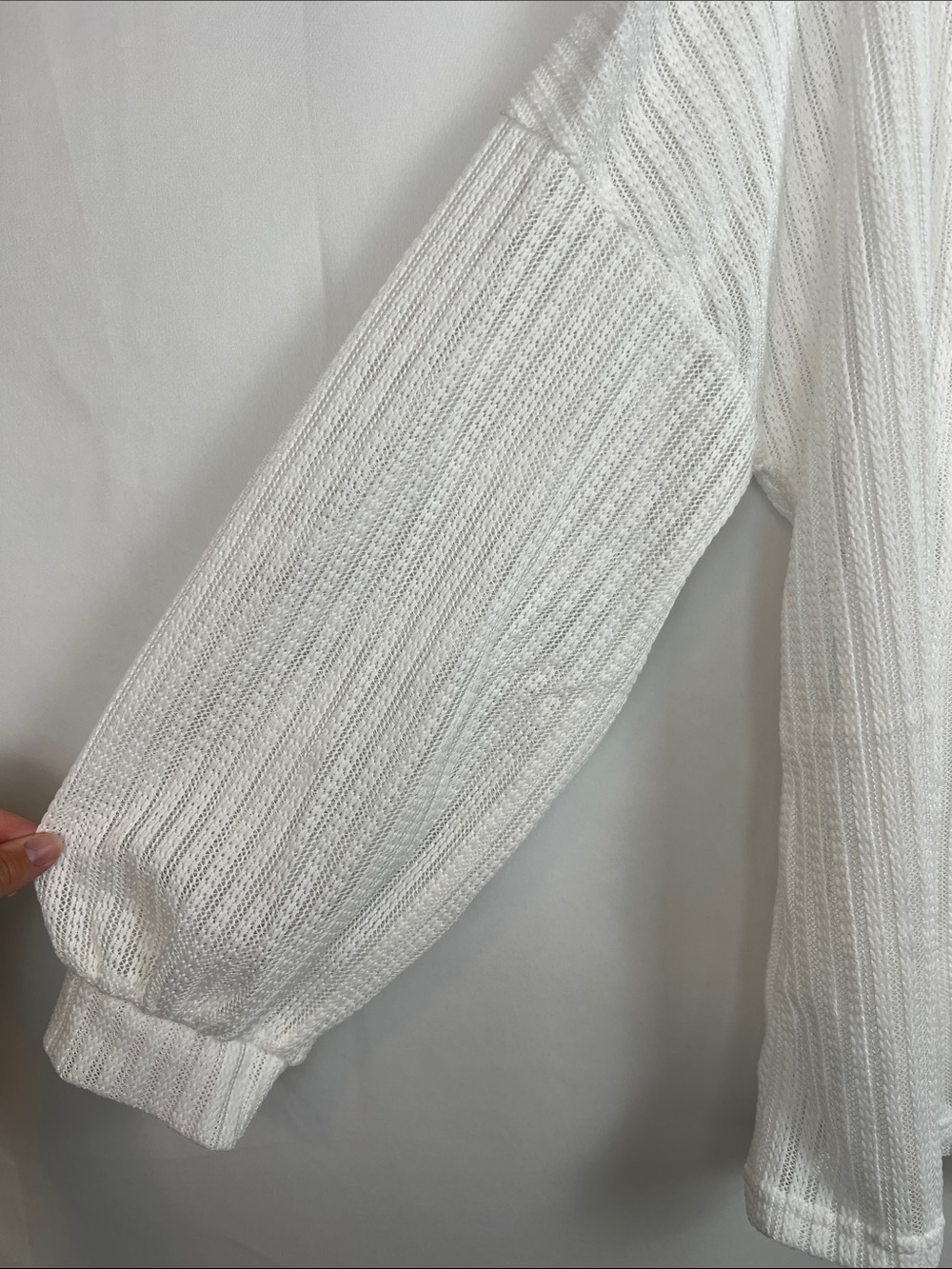 *NEW* SHEIN White Open-Front Ribbed Knit Cardigan Size L or 8/10 - Picture 4 of 7